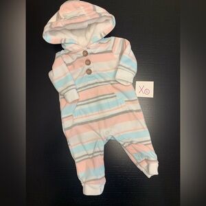 Carter's Pink and Blue Striped Hooded Footie
